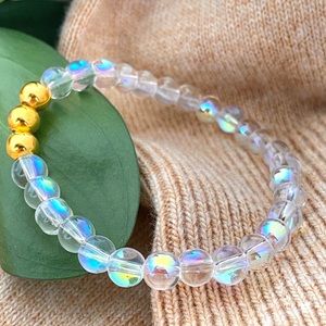 Beaded Transparent Stretch Glass Bracelet